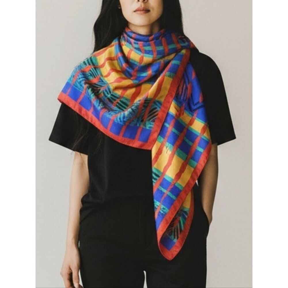 Retro Vibrant Multicolor Abstracts Square Scarf